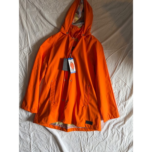Pendleton Jackets & Blazers - Pendleton Womens Orange Waterproof Hooded Rain Jacket Plaid Lined Slicker Coat L